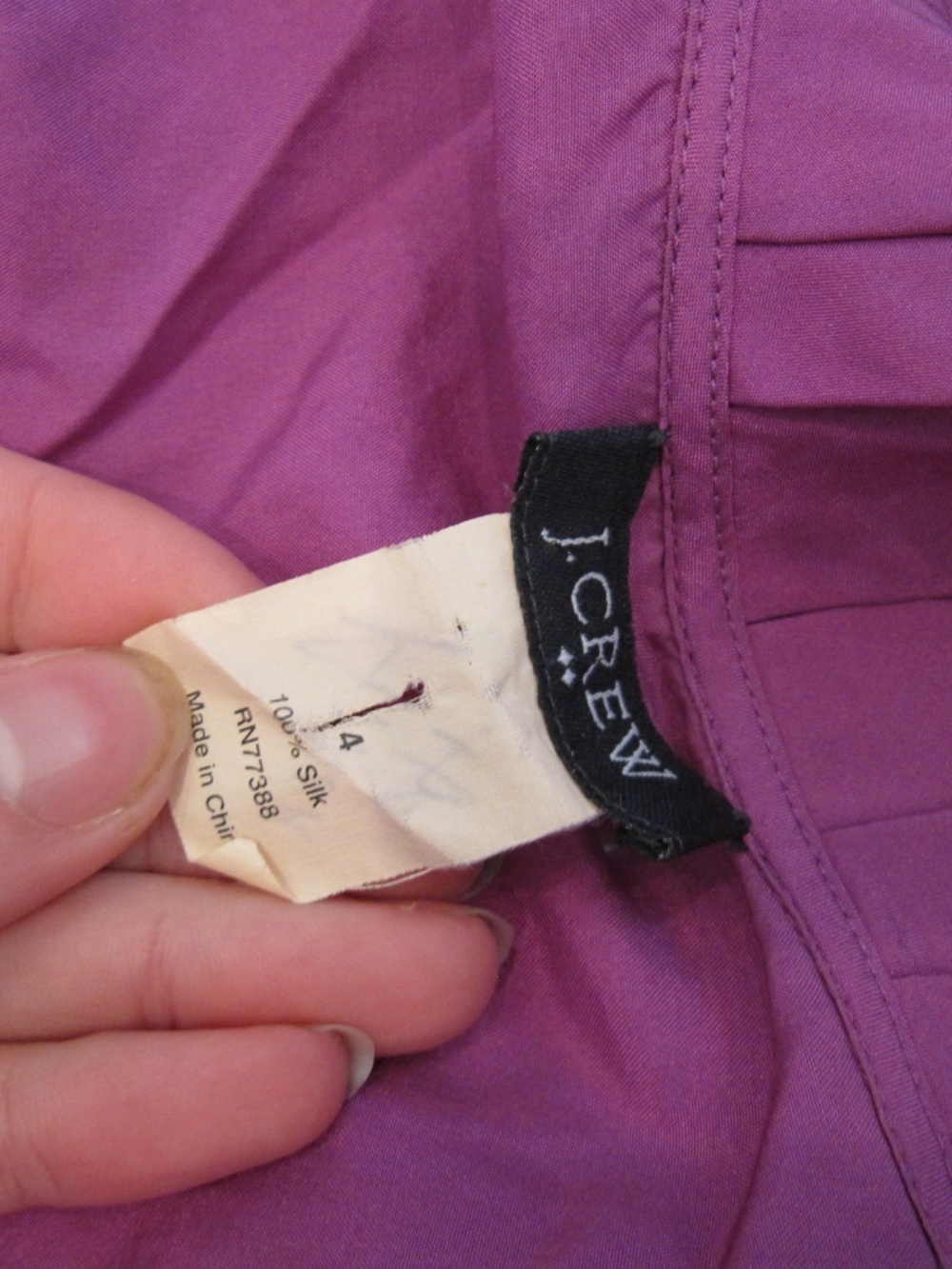 Y2k purple silk blouse ruffle button top j.crew size 4 - Picture 3 of 6